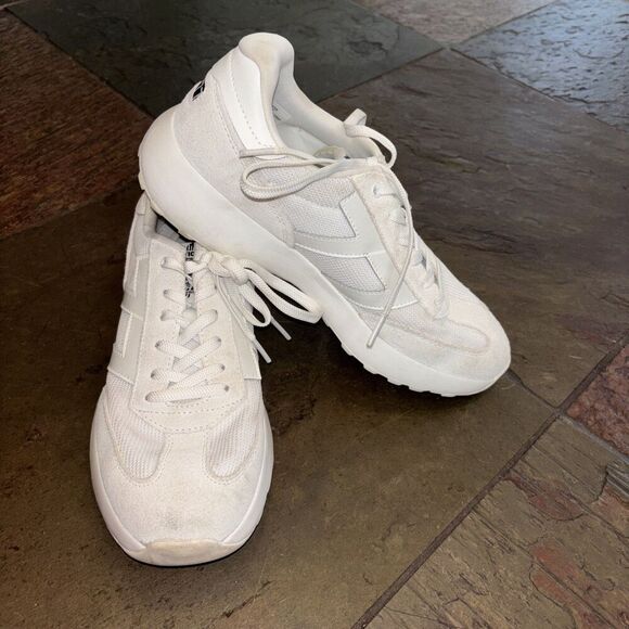 Le Tigre Women Baxter White Running Shoes 8.5 Leather Textile Tie Low Tops - Picture 2 of 9